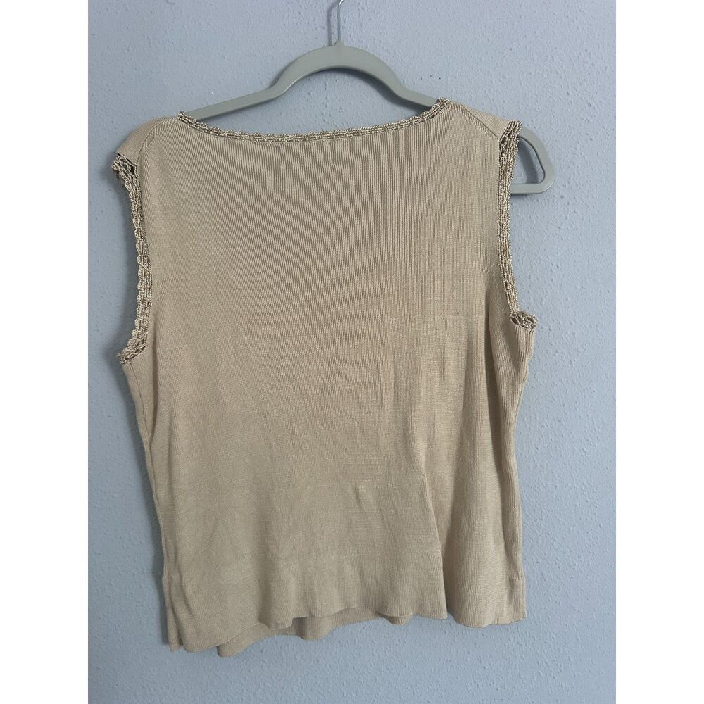 Spenser Jeremy Silk Blend Knit Tank Top Beige Sleeveless V Neck Y2K Women's L - Picture 7 of 7